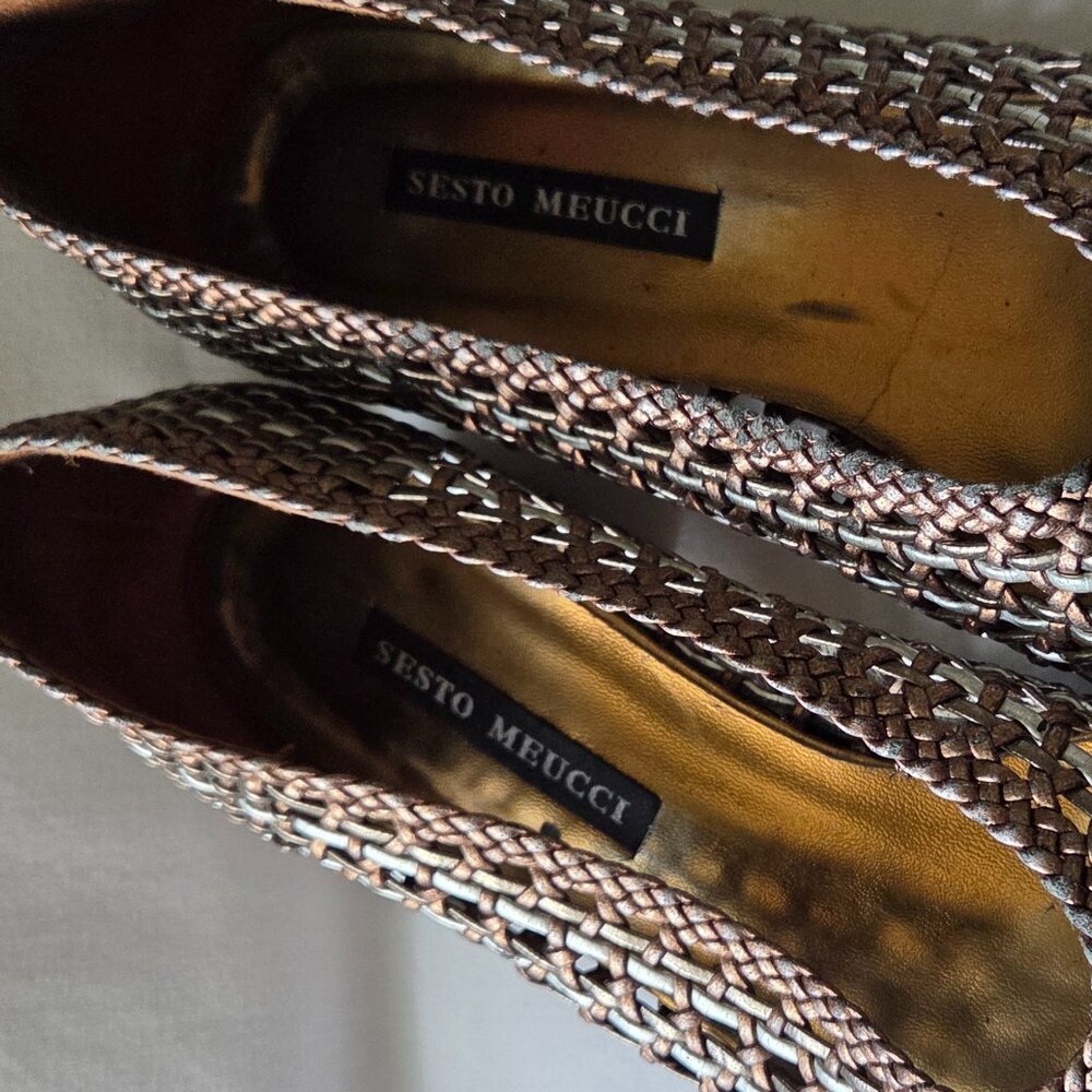 Vintage Sesto Meucci Woven Metallic Heels - Picture 13 of 15